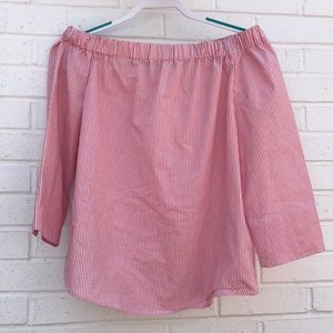 Seersucker Off the Shoulder Top